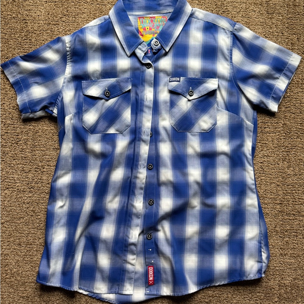 DIXXON Women’s Blue and White Plaid Shirt
